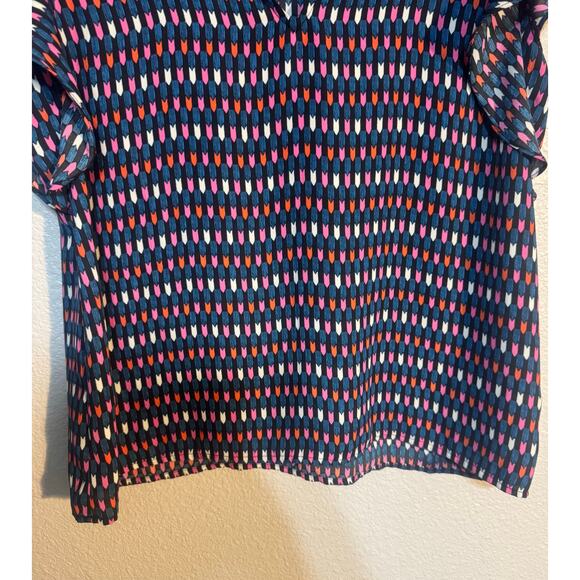 Women’s Blouse Medium Gap Multicolor V-Neck Flowy Short Sleeve Black multicolor - Picture 5 of 6